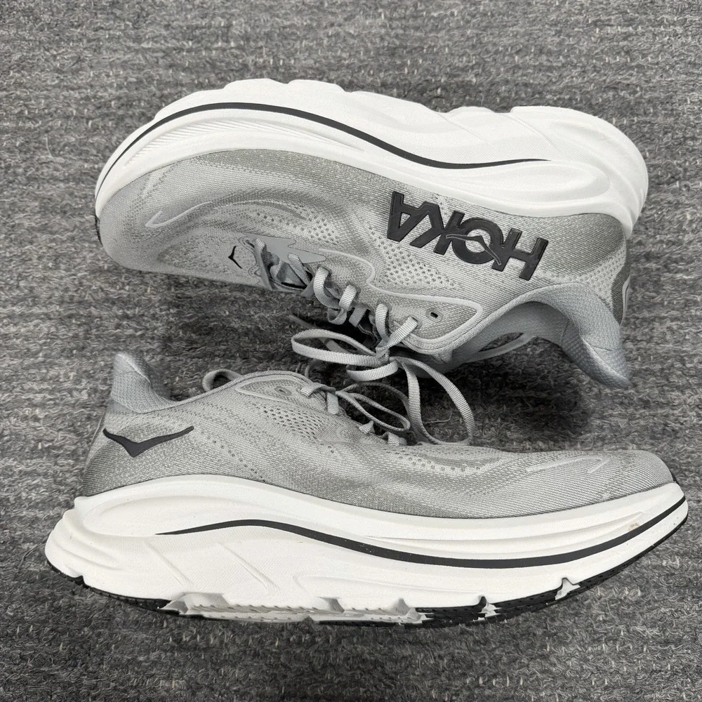 Hoka One One Clifton 10 Shoes Mens 11 2E Wide Gray Run Workout Jog Walk Train